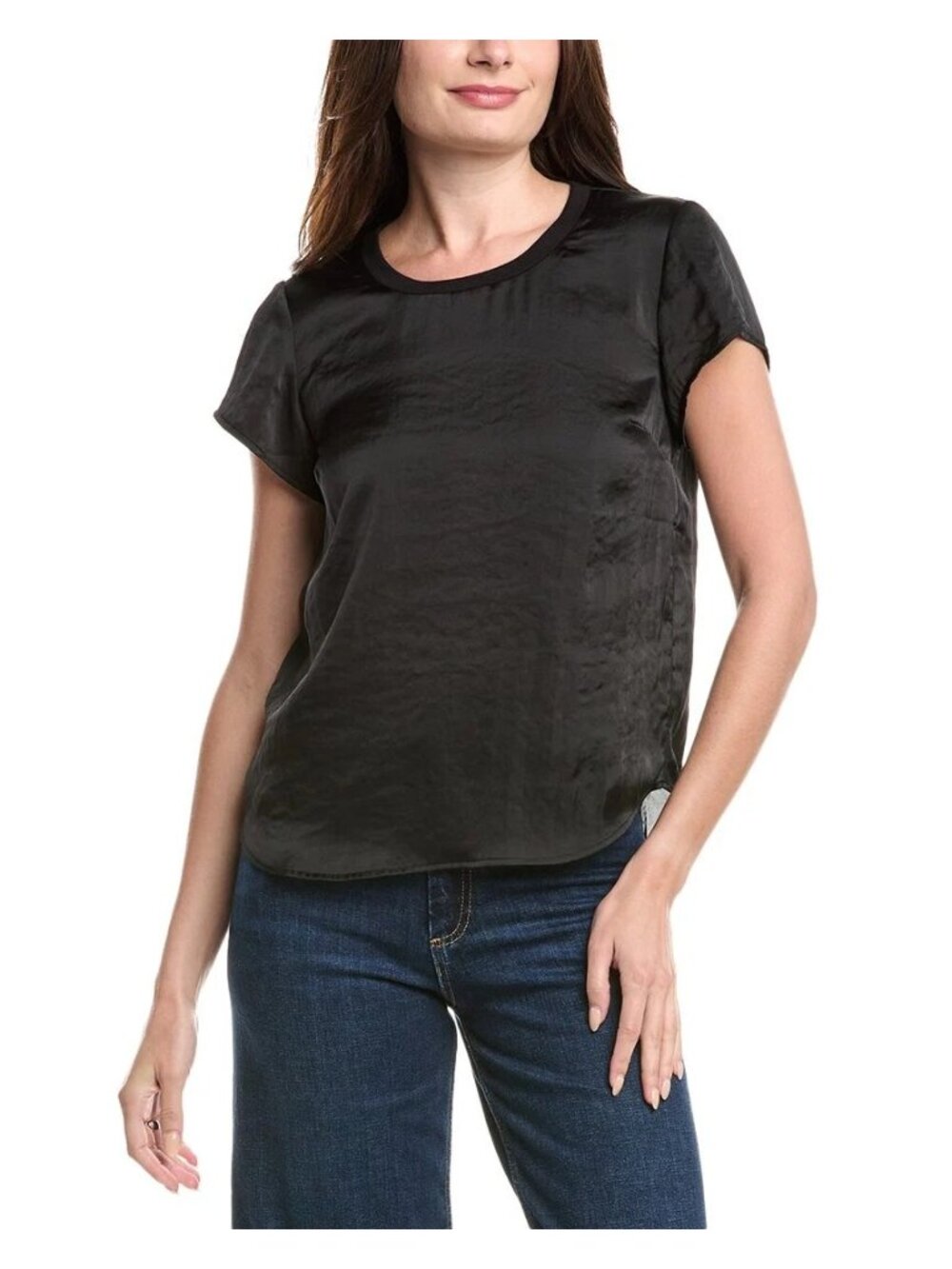 CABI You Complete Me Blouse Black Satin Sz XL #6509 NWOT